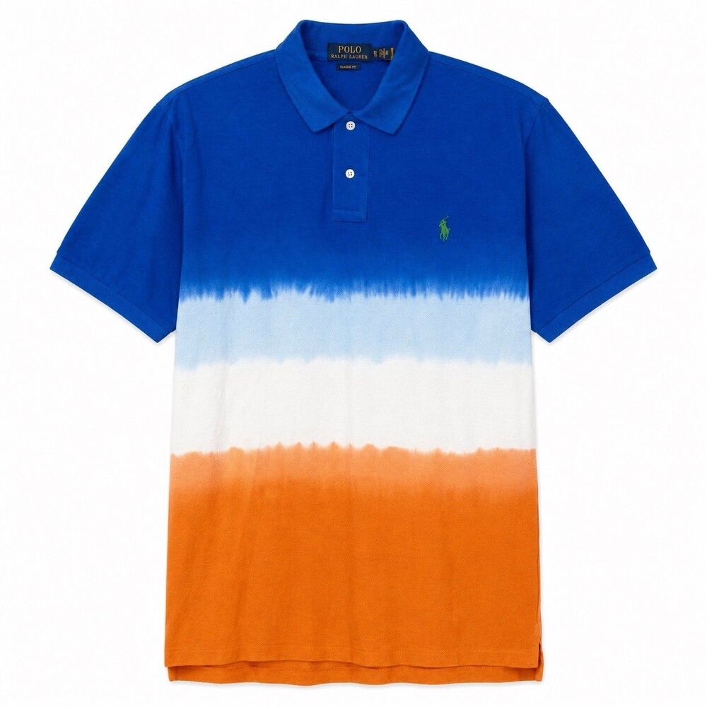 Polo Ralph Lauren Mens XXL Orange Cotton Pique Polo Shirt Blue Pony Preppy